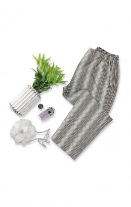 Black With Grey Printed Khaddar Straight Pant